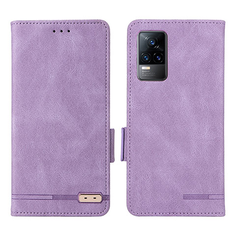 Coque Portefeuille Livre Cuir Etui Clapet L07Z pour Vivo V21e 4G Violet