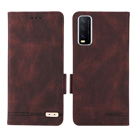 Coque Portefeuille Livre Cuir Etui Clapet L07Z pour Vivo Y20G Marron