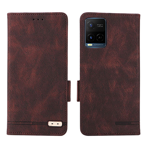 Coque Portefeuille Livre Cuir Etui Clapet L07Z pour Vivo Y21a Marron