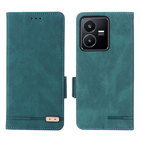 Coque Portefeuille Livre Cuir Etui Clapet L07Z pour Vivo Y22 Vert