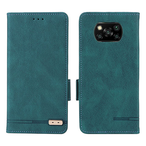 Coque Portefeuille Livre Cuir Etui Clapet L07Z pour Xiaomi Poco X3 Pro Vert