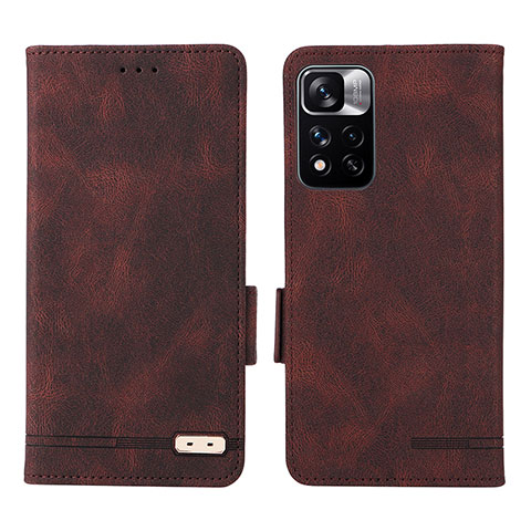 Coque Portefeuille Livre Cuir Etui Clapet L07Z pour Xiaomi Poco X4 NFC Marron