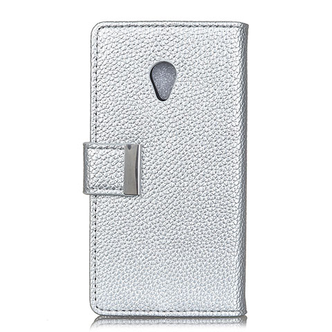 Coque Portefeuille Livre Cuir Etui Clapet L08 pour Alcatel 1X (2019) Argent