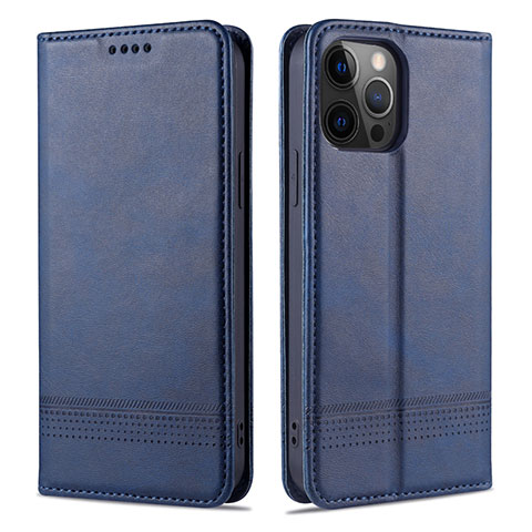 Coque Portefeuille Livre Cuir Etui Clapet L08 pour Apple iPhone 12 Pro Bleu