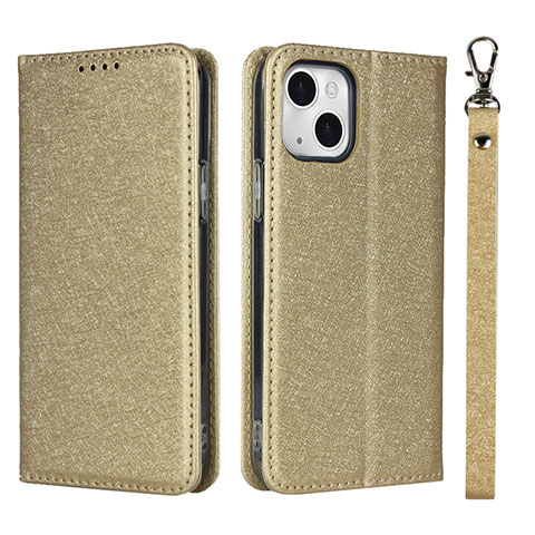 Coque Portefeuille Livre Cuir Etui Clapet L08 pour Apple iPhone 13 Or