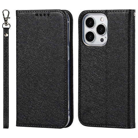 Coque Portefeuille Livre Cuir Etui Clapet L08 pour Apple iPhone 14 Pro Noir