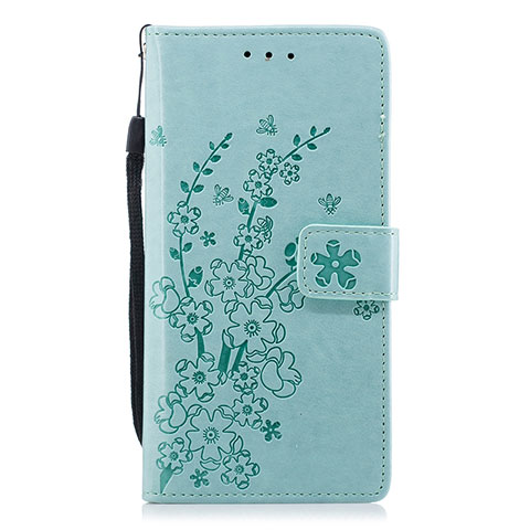 Coque Portefeuille Livre Cuir Etui Clapet L08 pour Huawei P20 Cyan