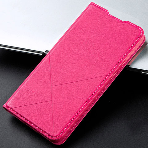 Coque Portefeuille Livre Cuir Etui Clapet L08 pour Oppo A91 Rose Rouge