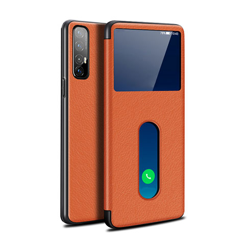 Coque Portefeuille Livre Cuir Etui Clapet L08 pour Oppo Find X2 Neo Orange