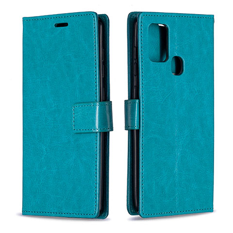 Coque Portefeuille Livre Cuir Etui Clapet L08 pour Samsung Galaxy A21s Bleu Ciel