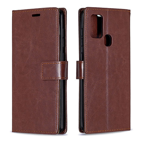 Coque Portefeuille Livre Cuir Etui Clapet L08 pour Samsung Galaxy A21s Marron