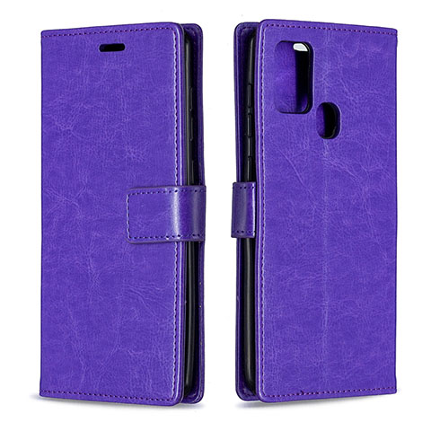 Coque Portefeuille Livre Cuir Etui Clapet L08 pour Samsung Galaxy A21s Violet