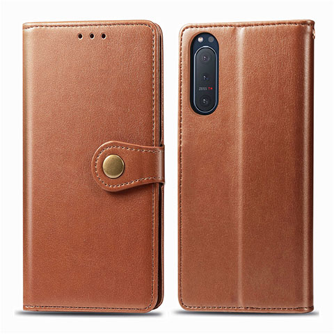 Coque Portefeuille Livre Cuir Etui Clapet L08 pour Sony Xperia 5 II Marron