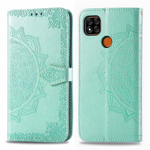 Coque Portefeuille Livre Cuir Etui Clapet L08 pour Xiaomi POCO C31 Pastel Vert