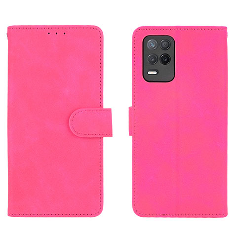 Coque Portefeuille Livre Cuir Etui Clapet L08Z pour Realme 8 5G Rose Rouge