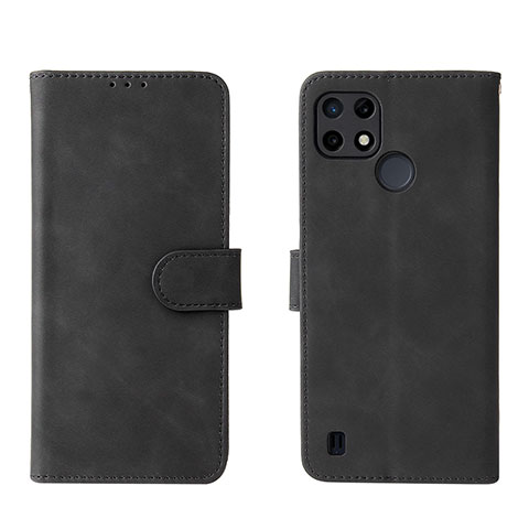 Coque Portefeuille Livre Cuir Etui Clapet L08Z pour Realme C25Y India Noir