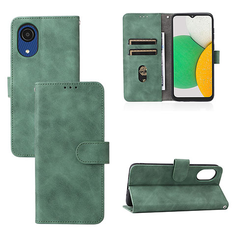 Coque Portefeuille Livre Cuir Etui Clapet L08Z pour Samsung Galaxy A03 Core Vert