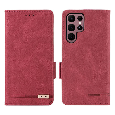 Coque Portefeuille Livre Cuir Etui Clapet L08Z pour Samsung Galaxy S22 Ultra 5G Rouge