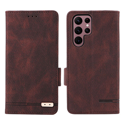 Coque Portefeuille Livre Cuir Etui Clapet L08Z pour Samsung Galaxy S24 Ultra 5G Marron