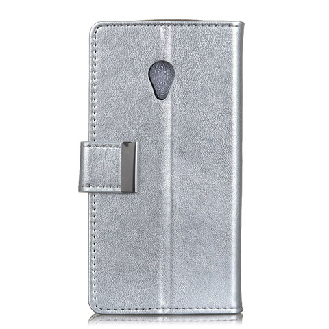 Coque Portefeuille Livre Cuir Etui Clapet L09 pour Alcatel 1X (2019) Argent