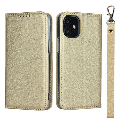 Coque Portefeuille Livre Cuir Etui Clapet L09 pour Apple iPhone 12 Mini Or