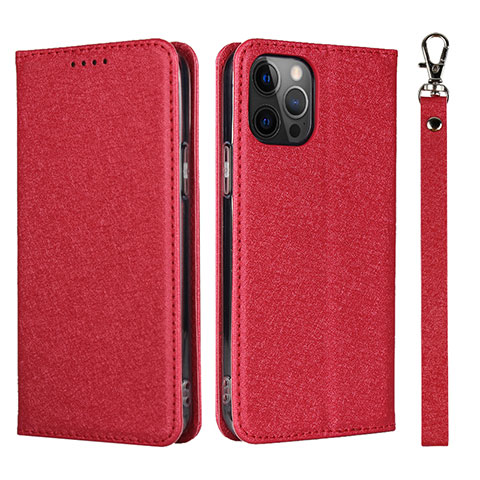 Coque Portefeuille Livre Cuir Etui Clapet L09 pour Apple iPhone 12 Pro Rouge