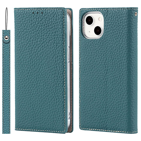 Coque Portefeuille Livre Cuir Etui Clapet L09 pour Apple iPhone 13 Cyan