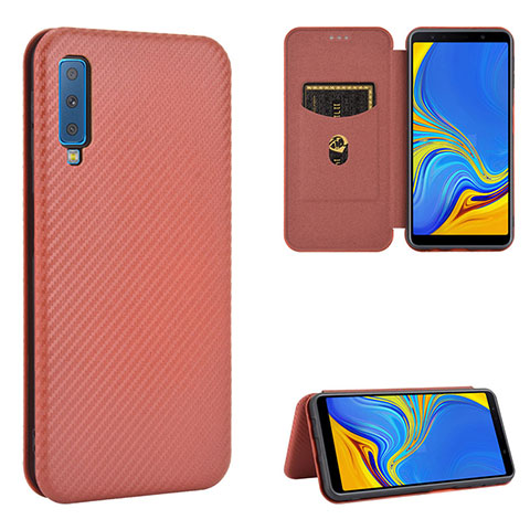 Coque Portefeuille Livre Cuir Etui Clapet L09Z pour Samsung Galaxy A7 (2018) A750 Marron