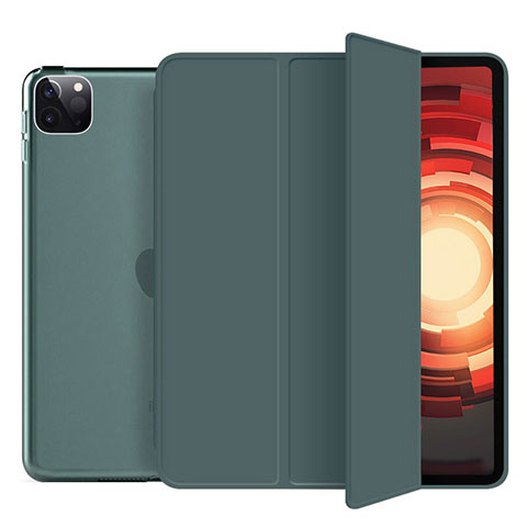 Coque Portefeuille Livre Cuir Etui Clapet L10 pour Apple iPad Pro 11 (2021) Vert