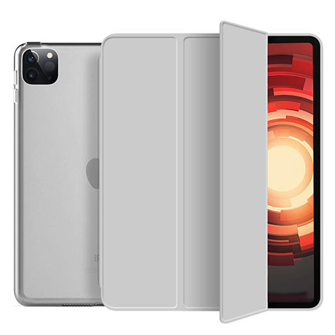 Coque Portefeuille Livre Cuir Etui Clapet L10 pour Apple iPad Pro 12.9 (2022) Argent