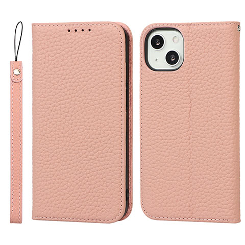 Coque Portefeuille Livre Cuir Etui Clapet L10 pour Apple iPhone 13 Mini Or Rose