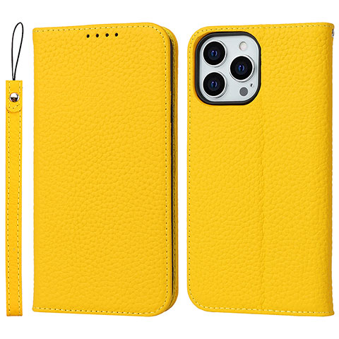 Coque Portefeuille Livre Cuir Etui Clapet L10 pour Apple iPhone 14 Pro Jaune