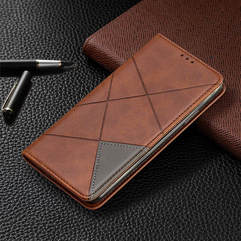 Coque Portefeuille Livre Cuir Etui Clapet L10 pour Huawei Y6p Marron