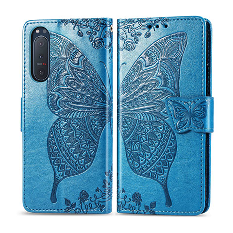 Coque Portefeuille Livre Cuir Etui Clapet L10 pour Sony Xperia 5 II Bleu Ciel