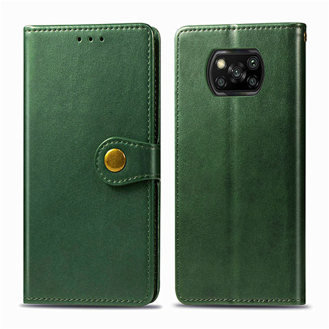 Coque Portefeuille Livre Cuir Etui Clapet L10 pour Xiaomi Poco X3 NFC Vert