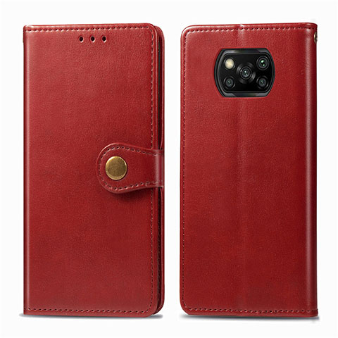 Coque Portefeuille Livre Cuir Etui Clapet L10 pour Xiaomi Poco X3 Rouge