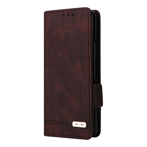 Coque Portefeuille Livre Cuir Etui Clapet L10Z pour Samsung Galaxy Z Fold3 5G Marron