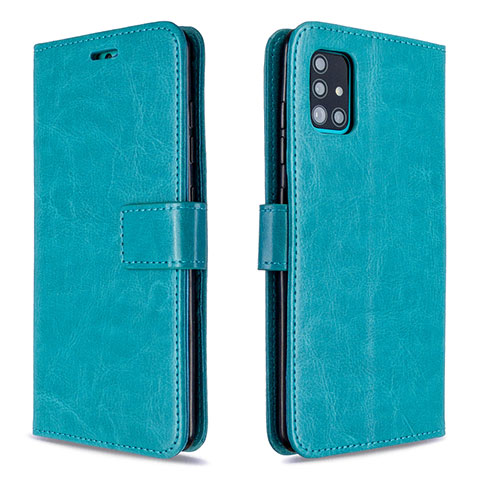 Coque Portefeuille Livre Cuir Etui Clapet L11 pour Samsung Galaxy A51 5G Cyan