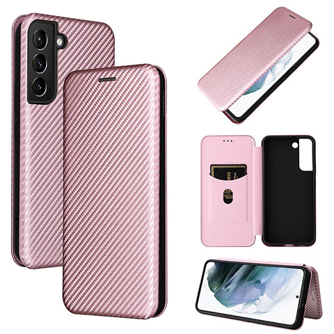 Coque Portefeuille Livre Cuir Etui Clapet L11Z pour Samsung Galaxy S21 Plus 5G Or Rose