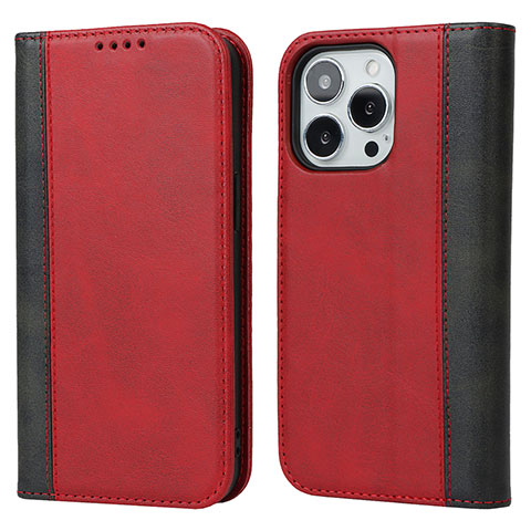 Coque Portefeuille Livre Cuir Etui Clapet L12 pour Apple iPhone 13 Pro Max Rouge