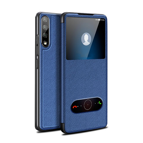 Coque Portefeuille Livre Cuir Etui Clapet L12 pour Huawei Enjoy 10S Bleu