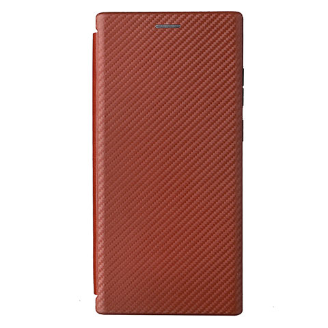 Coque Portefeuille Livre Cuir Etui Clapet L12Z pour Samsung Galaxy S23 Ultra 5G Marron