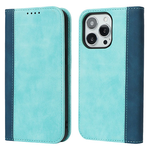 Coque Portefeuille Livre Cuir Etui Clapet L13 pour Apple iPhone 13 Pro Max Bleu Ciel