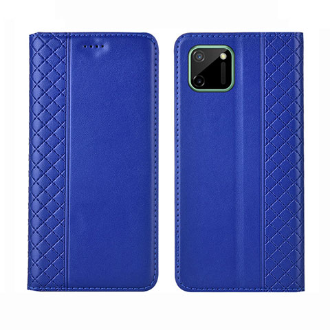 Coque Portefeuille Livre Cuir Etui Clapet L14 pour Realme C11 Bleu