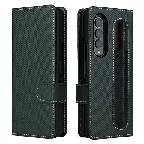 Coque Portefeuille Livre Cuir Etui Clapet L14Z pour Samsung Galaxy Z Fold3 5G Vert