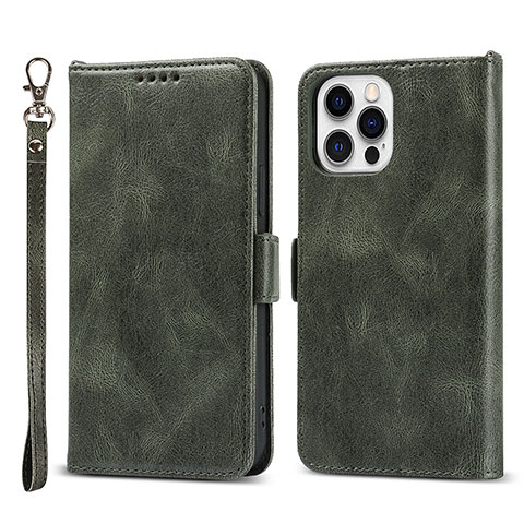 Coque Portefeuille Livre Cuir Etui Clapet L15 pour Apple iPhone 13 Pro Max Vert