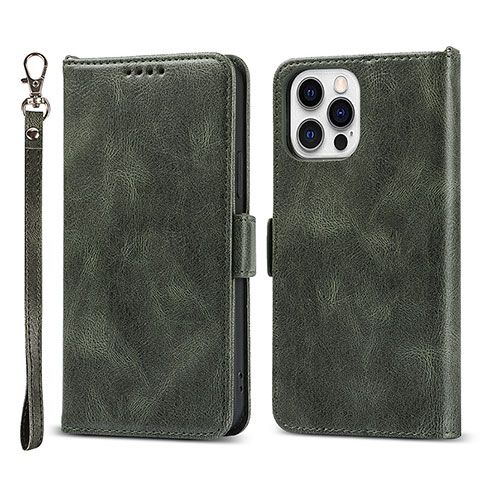 Coque Portefeuille Livre Cuir Etui Clapet L15 pour Apple iPhone 14 Pro Max Vert