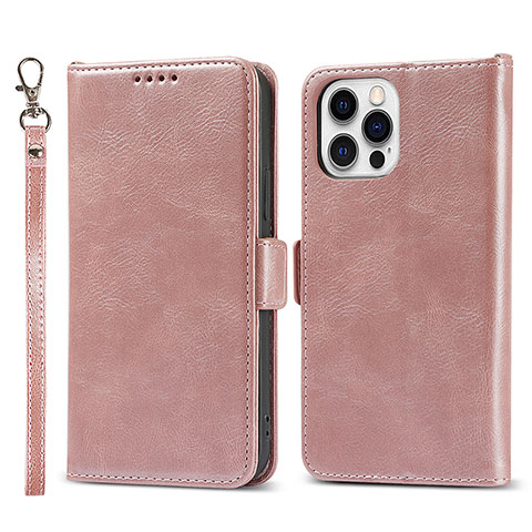 Coque Portefeuille Livre Cuir Etui Clapet L15 pour Apple iPhone 14 Pro Or Rose