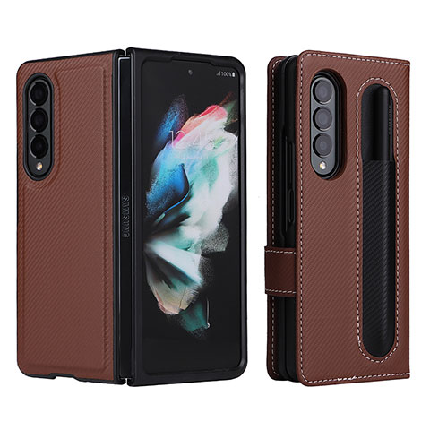 Coque Portefeuille Livre Cuir Etui Clapet L15Z pour Samsung Galaxy Z Fold4 5G Marron