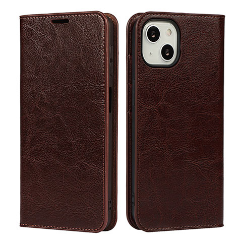 Coque Portefeuille Livre Cuir Etui Clapet L17 pour Apple iPhone 13 Marron